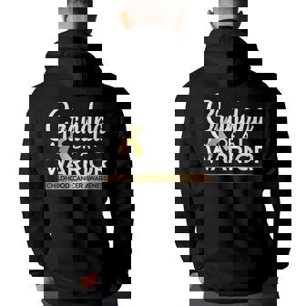 Grandpa Of A Warrior Childhood Cancer Gold Ribbon Grandpa Funny Gifts Back Print Hoodie | Mazezy