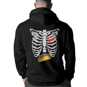 Halloween Dad Skeleton Taco Belly Pregnancy Couple Hoodie Back Print - Thegiftio UK