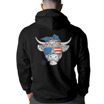 Heifer Patriotic Cow Usa Flag Funny 4Th Of July Fireworks Patriotic Funny Gifts Back Print Hoodie | Mazezy