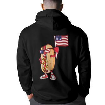 Hot Dog American Flag July 4Th Patriotic Summer Usa Funny Patriotic Funny Gifts Back Print Hoodie | Mazezy
