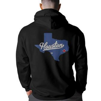 Houston Texas Tx Map Back Print Hoodie - Thegiftio UK