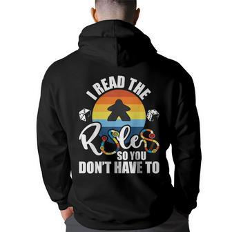 I Read The Rules So You Dont Have To - Tabletop Board Game Back Print Hoodie | Mazezy