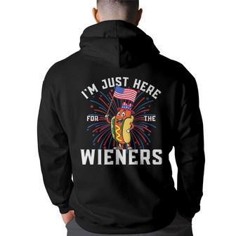 Im Just Here For The Wieners 4Th Of July Patriotic Hot Dog Back Print Hoodie - Thegiftio UK