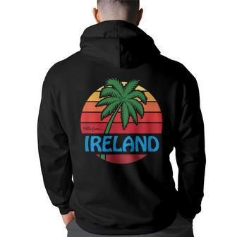 Ireland Retro Summer Palm Tree Beach Souvenir Summer Funny Gifts Back Print Hoodie | Mazezy