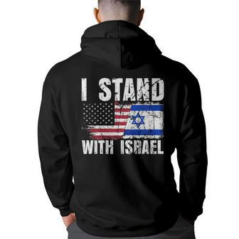 Israeli American Flag Pride Israel Usa Star Of Jerusalem Hoodie Back Print - Monsterry