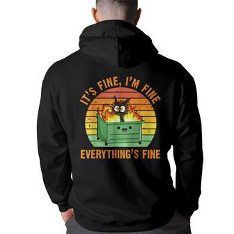 Its Fine Im Fine Everything Is Fine Retro Dumpster Fire Back Print Hoodie | Mazezy