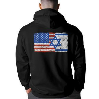 Jewish Israeli American Jew Flag Israel America Usa Hoodie Back Print - Thegiftio UK