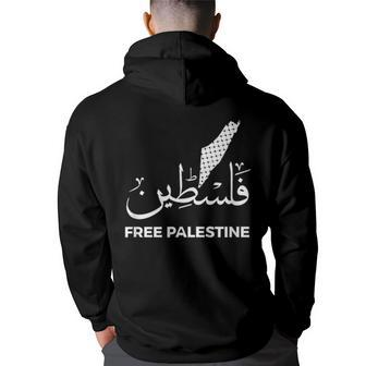 Keffiyeh Palestinian Map Arabic Scarf Shemagh Palestine Flag Hoodie Back Print - Seseable