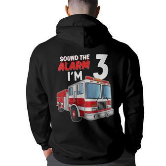Kids Fire Truck Firefighter Boy 3Rd Birthday 3 Years Old Back Print Hoodie - Thegiftio UK