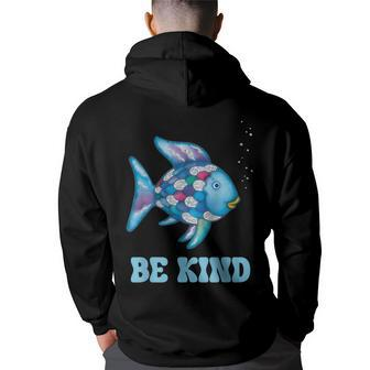 Be Kind Rainbow Fish Teacher Life Teaching Back To School Hoodie Back Print | Mazezy