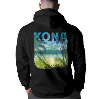 Kona Hawaii Beach Summer Matching Family Palms Tree Summer Funny Gifts Back Print Hoodie | Mazezy
