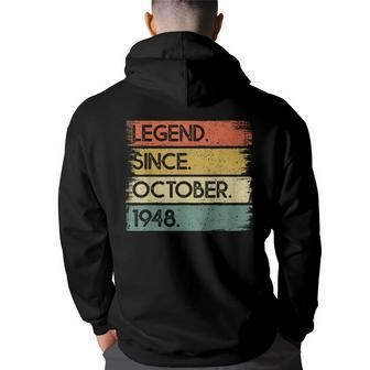Legend Since October 1948 75 Years Old 75Th Birthday Hoodie Back Print - Seseable