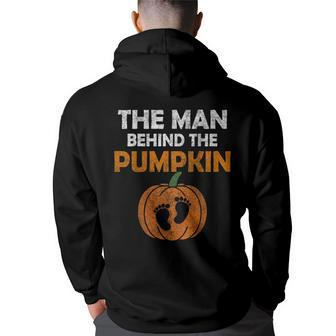 The Man Behind The Pumpkin Daddy Pregnancy Halloween Family Hoodie Back Print - Thegiftio UK