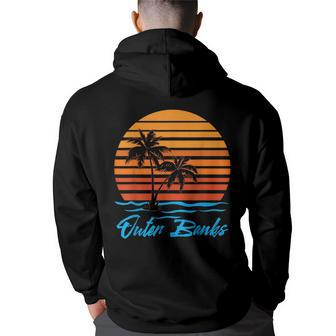 Outer Banks Sunset Palm Trees Beach Vacation Tourist Gifts Vacation Funny Gifts Back Print Hoodie | Mazezy