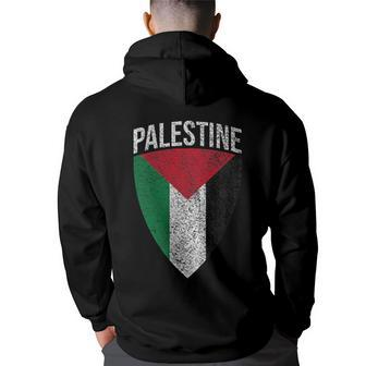 Palestine Flag Shield Free Palestine Gaza Palestinian Hoodie Back Print - Seseable