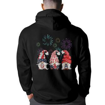 Patriotic Three Gnomes Firework Independence Day 4Th Of July  Back Print Hoodie
