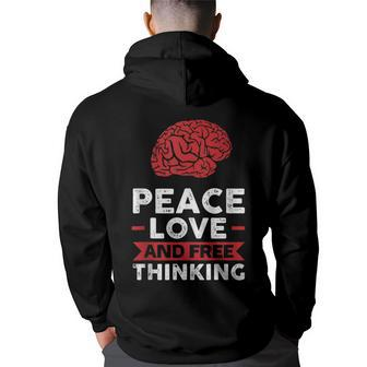 Peace Love And Free Thinking Back Print Hoodie | Mazezy