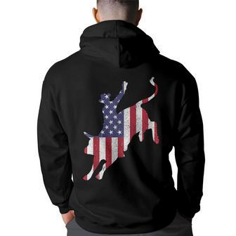 Rodeo Bull Riding American Flag Patriotic Bull Rider Gift Patriotic Funny Gifts Back Print Hoodie | Mazezy