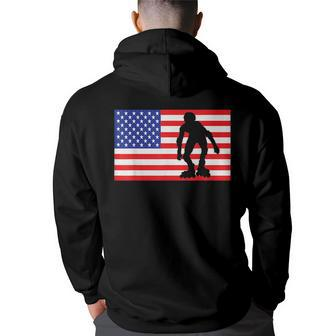 Roller Skating Usa American Flag Skater Skate 4Th Of July Usa Funny Gifts Back Print Hoodie | Mazezy