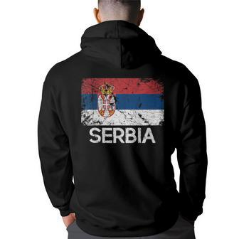Serbian Flag | Vintage Made In Serbia Gift Back Print Hoodie | Mazezy