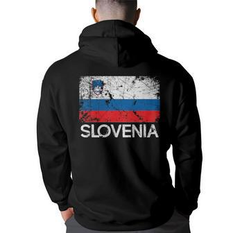 Slovenian Flag | Vintage Made In Slovenia Gift Back Print Hoodie | Mazezy