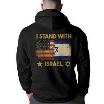 I Stand With Israel I Stand With Israel America Flag Hoodie Back Print | Mazezy