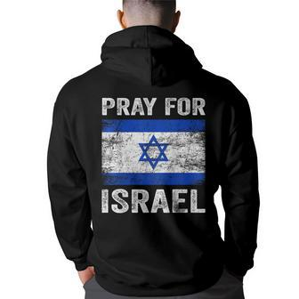 Support Israel Pray For Israel Israeli Flag Vintage Hoodie Back Print - Monsterry