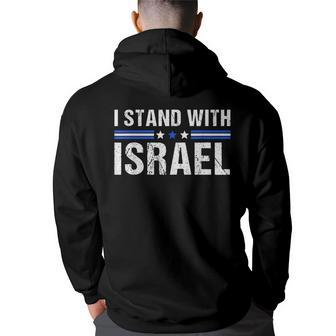 Support I Stand With Israel Jewish Heritage Israeli Flag Hoodie Back Print - Seseable