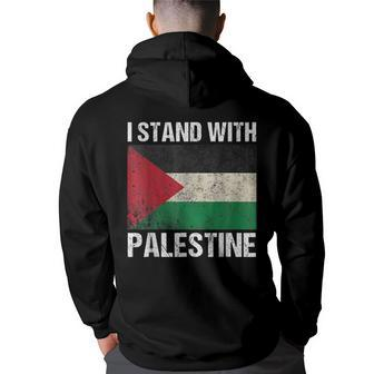 Support I Stand With Palestine Free Palestine Flag Arabic Hoodie Back Print | Mazezy