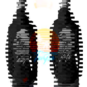 Tampa Sunset Palm Trees Beach Vacation Tourist Gifts Vacation Funny Gifts Back Print Hoodie | Mazezy