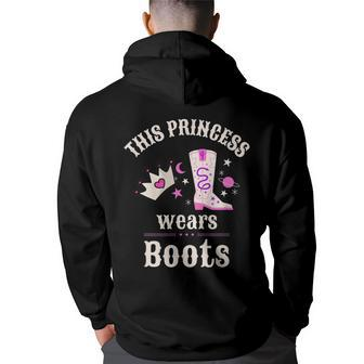 This Princess Wears Boots Pink Country Western Cowgirl Back Print Hoodie | Mazezy