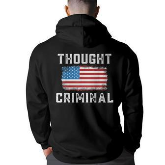 Thought Criminal Free Thinking Free Speech American Flag Back Print Hoodie | Mazezy