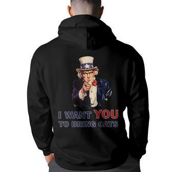 Uncle Sam I Want You - Cats 4Th Of July Funny Gifts For Uncle Back Print Hoodie | Mazezy