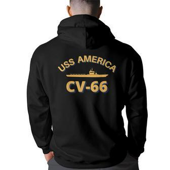 Us Aircraft Carrier Cv-66 Uss America Back Print Hoodie - Thegiftio UK