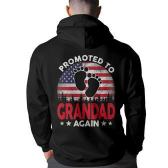 Usa Flag Promoted To Great Grandad Again Fathers Day Usa Funny Gifts Back Print Hoodie | Mazezy