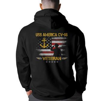 Uss America Cv-66 Aircraft Carrier Veteran Flag Veterans Day Back Print Hoodie - Thegiftio UK