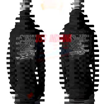 Uss Indiana Bb-58 Ww2 War Veteran Battleship Grandpa Dad Son Back Print Hoodie - Thegiftio