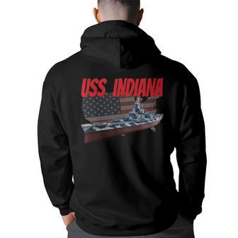 Uss Indiana Bb-58 Ww2 War Veteran Battleship Grandpa Dad Son Back Print Hoodie - Thegiftio UK