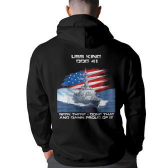 Uss King Ddg-41 Destroyer Ship Usa Flag Veteran Xmas Back Print Hoodie - Thegiftio UK