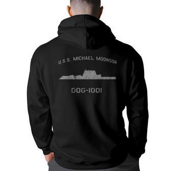 Uss Michael Moonsor Ddg-1001 Destroyer Ship Waterline Back Print Hoodie - Thegiftio UK