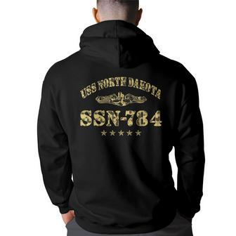 Uss North Dakota Ssn-784 Submarine Badge Vintage Back Print Hoodie - Thegiftio UK