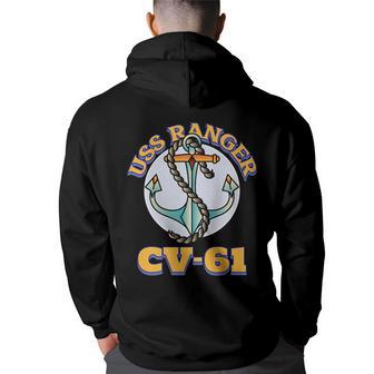 Uss Ranger Cv-61 Aircraft Carrier Back Print Hoodie - Thegiftio UK