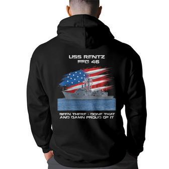 Uss Rentz Ffg-46 Class Frigate American Flag Veteran Back Print Hoodie - Thegiftio UK