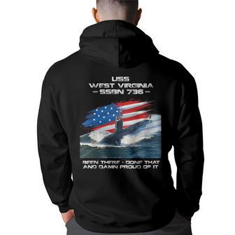 Uss West Virginia Ssbn-736 American Flag Submarine Veteran Back Print Hoodie - Thegiftio UK