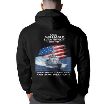 Uss William P Lawrence Ddg-110 Destroyer Ship Usa Flag Back Print Hoodie - Thegiftio UK