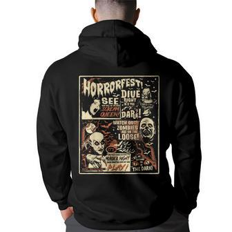 Vintage Horrorfest Poster Halloween Movie Old Time Horror Hoodie Back Print - Monsterry AU