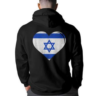 Vintage Israel Flag Heart For Israeli Hoodie Back Print - Seseable