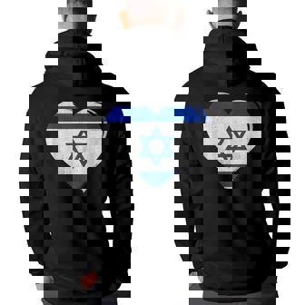 Vintage Israel Flag Heart For Israeli Hoodie Back Print - Seseable