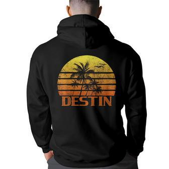 Vintage Retro Beach Vacation Destin Fl Florida Sunset Florida Gifts & Merchandise Funny Gifts Back Print Hoodie | Mazezy