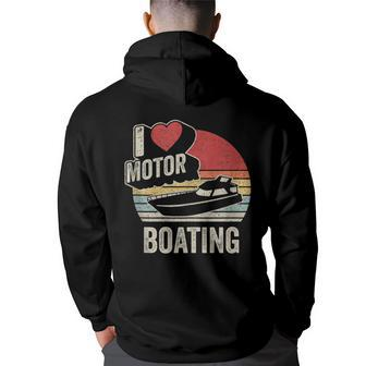 Vintage Retro I Love Motor Boating Funny Boater Back Print Hoodie - Thegiftio UK